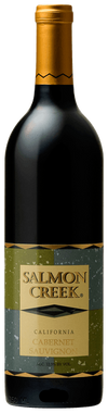 Salmon Creek wine bottle with gold cap and label on a white background