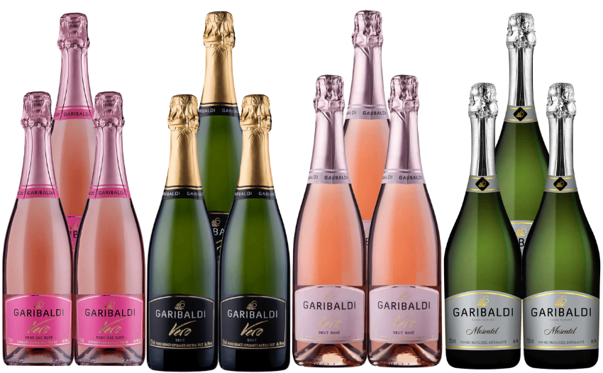 Garibaldi Vero Demi Sec Rose & Vero Brut & Vero Brut Rose & Moscatel 750 ML (12 Bottles)