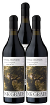 Three bottles of Ink Grade Howell Mountain Zinfandel wine on a white background