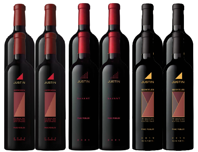 Justin Justification , Savant & Isosceles Paso Robles 750 ML (12 Bottles Combo)
