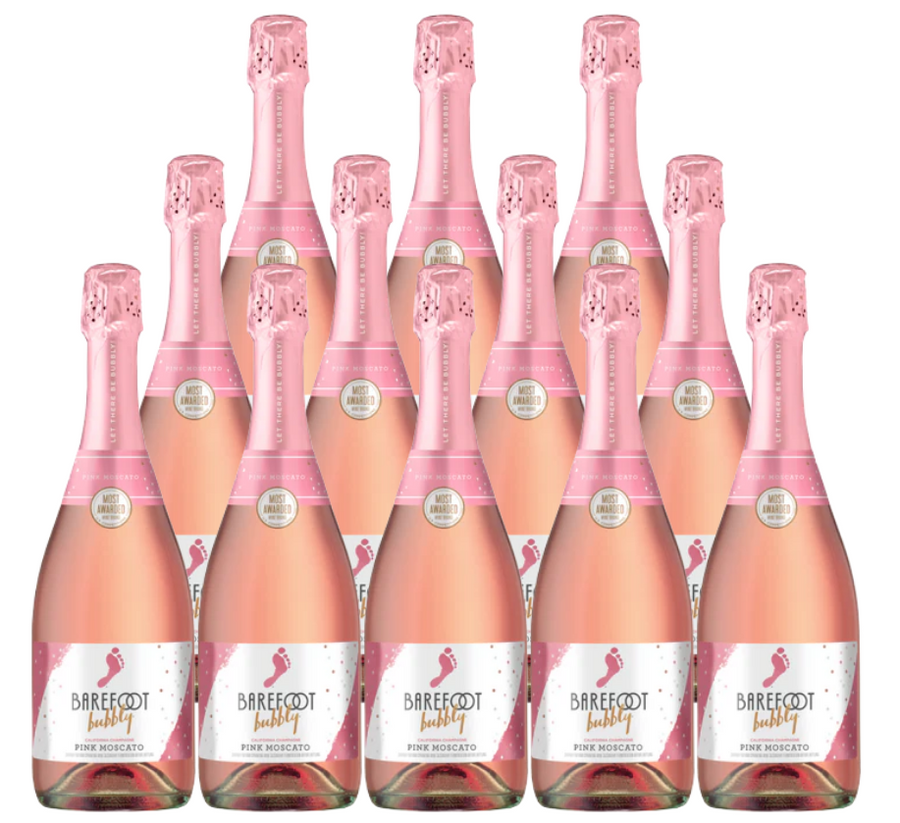 Barefoot Cellars Bubbly Pink Moscato Champagne California 750 ML (12 Bottles)