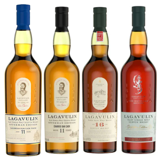 Lagavulin Offerman Edition Charred & Caribbean Rum 11 Year & 16 yr & double matured 750ML (4 Combo)