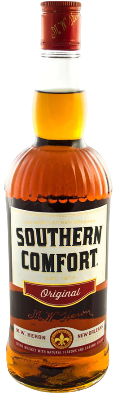 Southern Comfort Original 70 Whiskey 1L bottle with fruit and spice accents.
