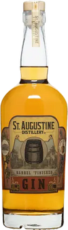 St Augustine Bourbon Barrel Finished Gin 750 ML bottle with golden amber liquid and vintage label