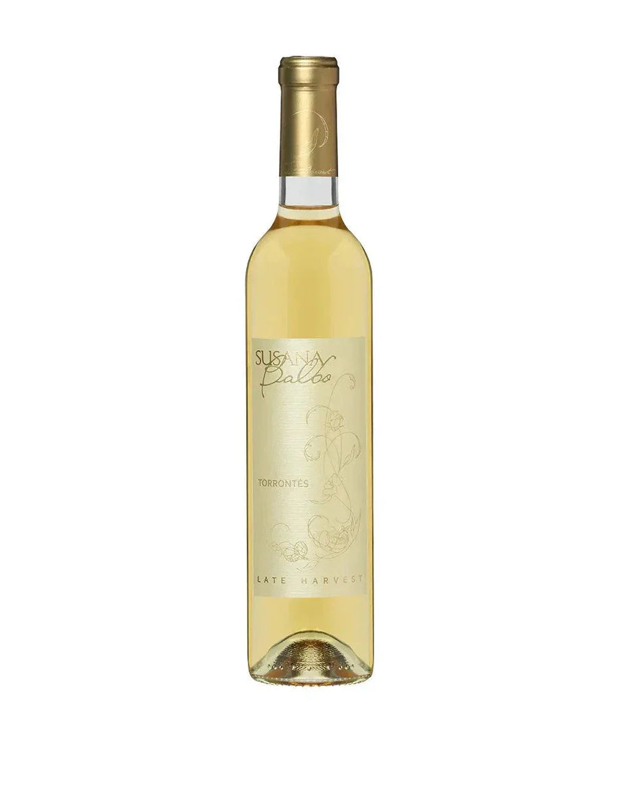Susana Balbo Wines Late Harvest Torrontes 2022 bottle with golden cap and pale yellow wine inside