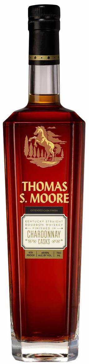 Thomas S. Moore Kentucky Straight Bourbon Whiskey Chardonnay Cask 750 ML bottle with premium bourbon label