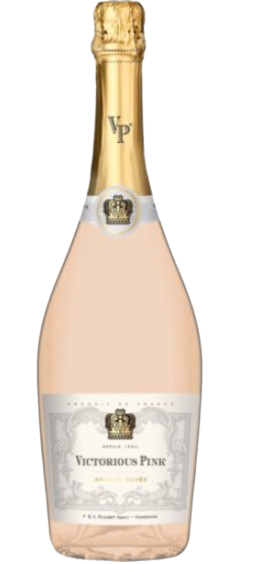 Bottle of Victorious Pink Sparkling Rosé Grande Cuvée 750 ML with pink bubbly wine