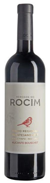 Herdade do Rocim Alentejo Alicante Bouschet 2021 bottle with elegant label featuring a bird illustration and black screw cap
