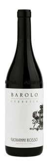 Giovanni Rosso Barolo Cerretta 2018 bottle with white label and black cap for aging wine enthusiasts