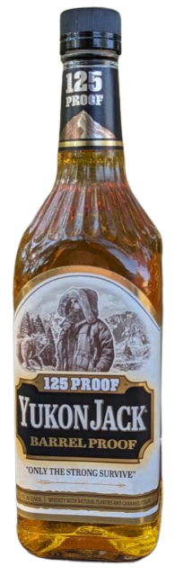Yukon Jack Barrel Whiskey 125 proof 750ml bottle with bold cinnamon flavor.