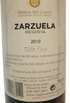 Zarzuela Tinto Reserva 2010 750 ML