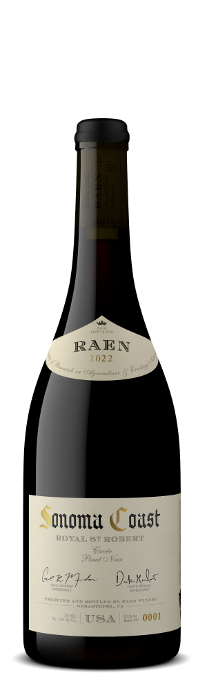 RAEN Sc Royal St. Robert 2023 Pinot Noir wine bottle featuring elegant labeling, 750 ML.
