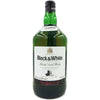 Black & White Blended Scotch 80 Proof 1.75L bottle with classic label and green glass packaging