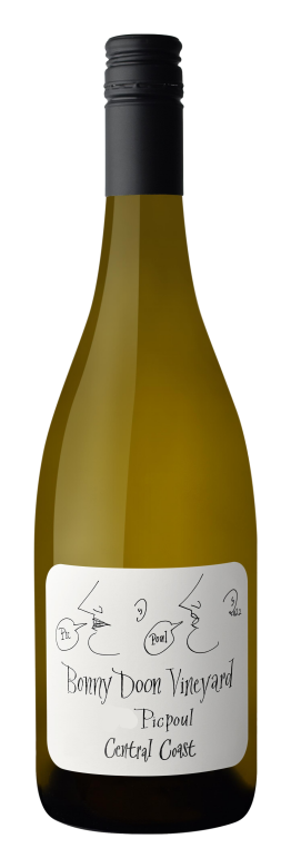 Wine bottle with a white label on a white background