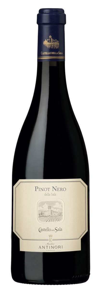 Bottle of Antinori Castello della Sala Pinot Nero 2021 red wine showcasing elegant Italian craftsmanship and refined flavors