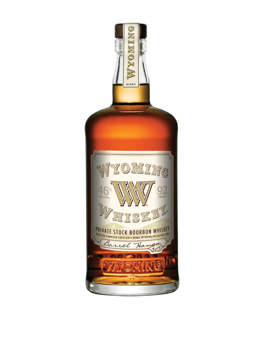 Wyoming Whiskey Private Stock Bourbon 112.7 Proof 750 ML bottle showcasing rich oak and caramel flavors