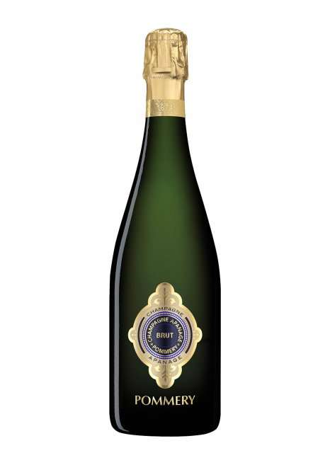 Bottle of Champagne Pommery Apanage Brut 1874 750 ML with elegant label and fine bubbles