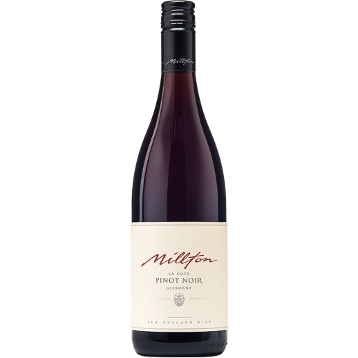 Bottle of Millton La Cote Pinot Noir 750 ML showcasing biodynamic wine with vibrant red fruit and earthy notes