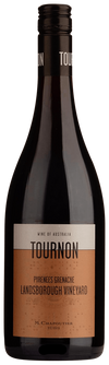 Wine bottle with label 'Tournon' from Landsborough Vineyard on a dark background