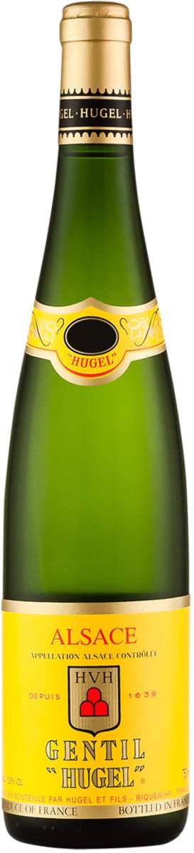 Bottle of Hugel Gentil Alsace 2023 white wine with fresh citrus and floral notes
