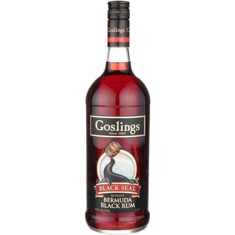 Gosling's Black Rum Black Seal 80 proof 1L bottle.