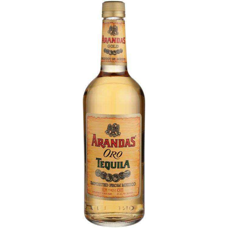 Arandas Tequila Oro 1.75L bottle with Mayan-inspired symbols.