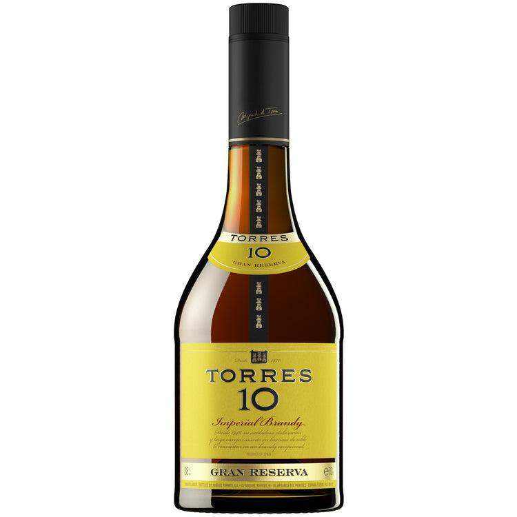 Torres Imperial Brandy 10 Gran Reserva bottle, 750ml, solera aged Spanish brandy.