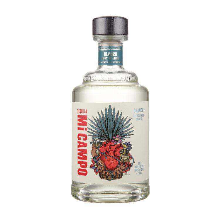 Mi Campo Tequila Blanco 750 ML bottle with agave illustration.