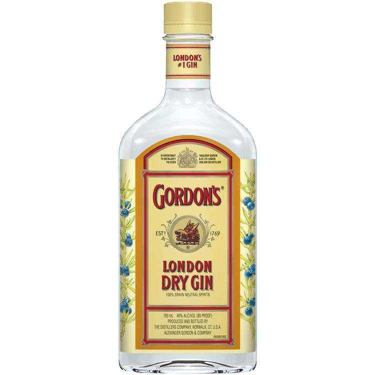 Gordon's London Dry Gin 750ml bottle with classic juniper design.