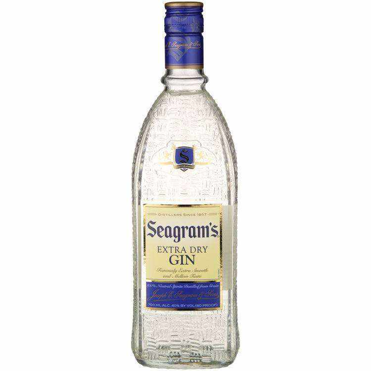 Seagram's Extra Dry Gin 750ml bottle with juniper-forward flavor.