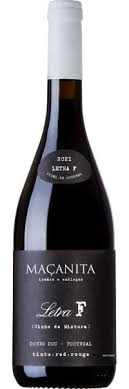 Bottle of Macanita Letra F Tinto Portuguese red wine from Douro Valley with dark fruit and spice notes