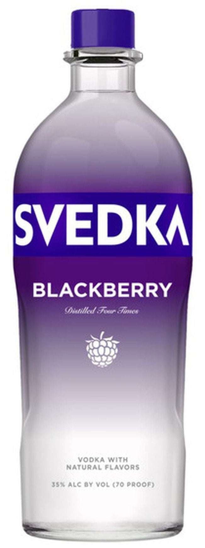 Svedka Blackberry vodka bottle on a white background