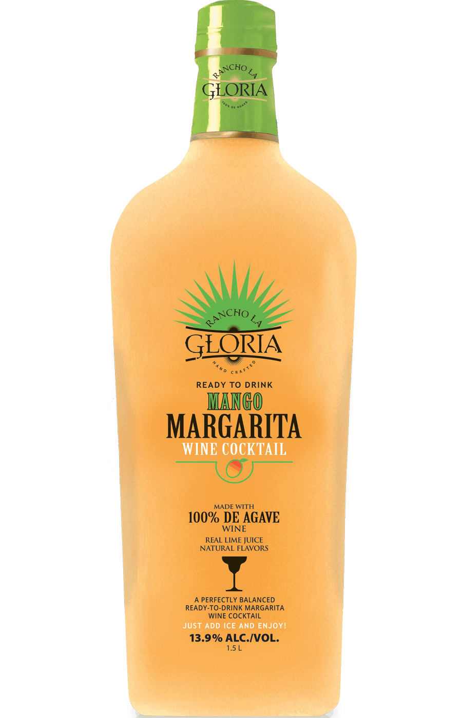 Rancho La Gloria Mango Margarita 750 ML bottle with agave wine and mango flavors.