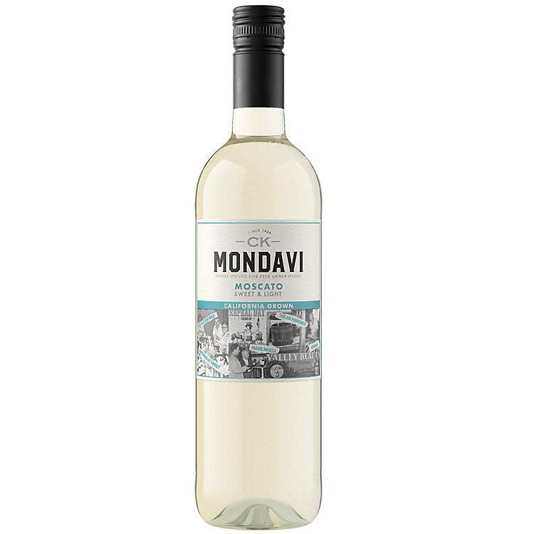 Bottle of CK Mondavi Moscato California 750 ML white wine with fruit and floral notes