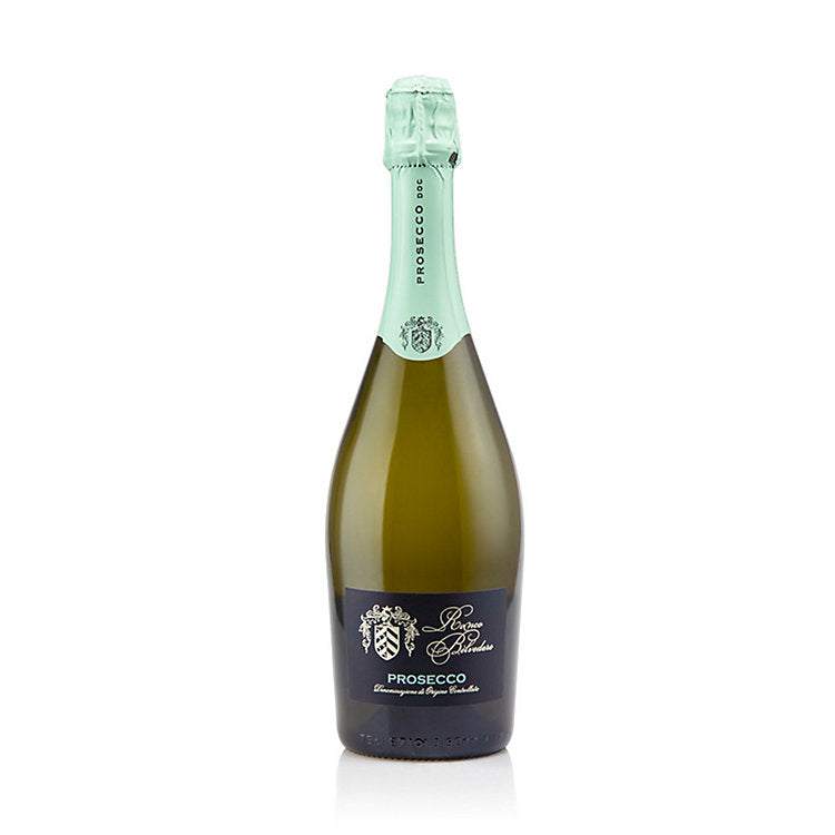 Ronco Belvedere Prosecco Extra Dry 750 ML bottle with fresh fruit and floral notes label