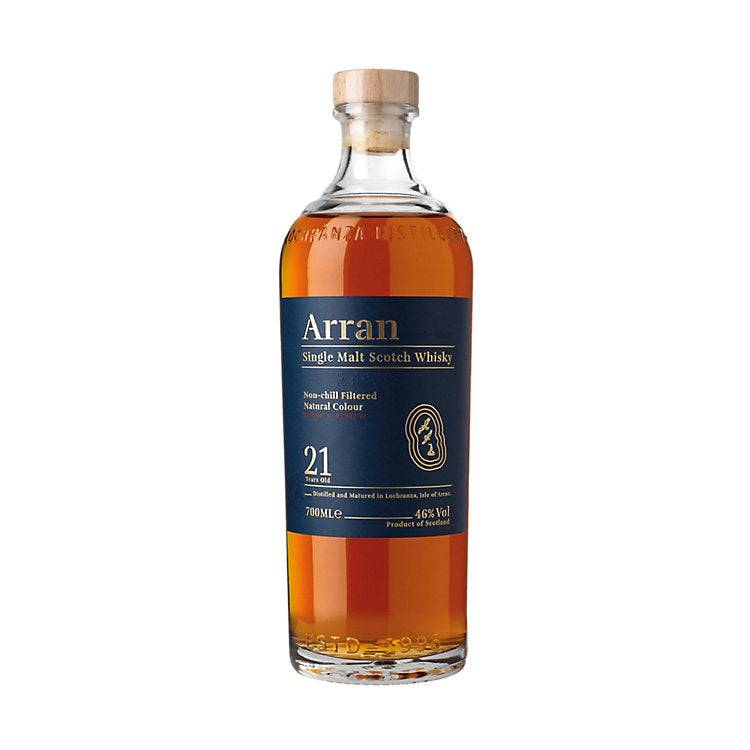 The Arran Malt Single Malt Scotch 21 Year Old 700ml bottle showcasing aged island whisky with rich dried fruit and oak flavors