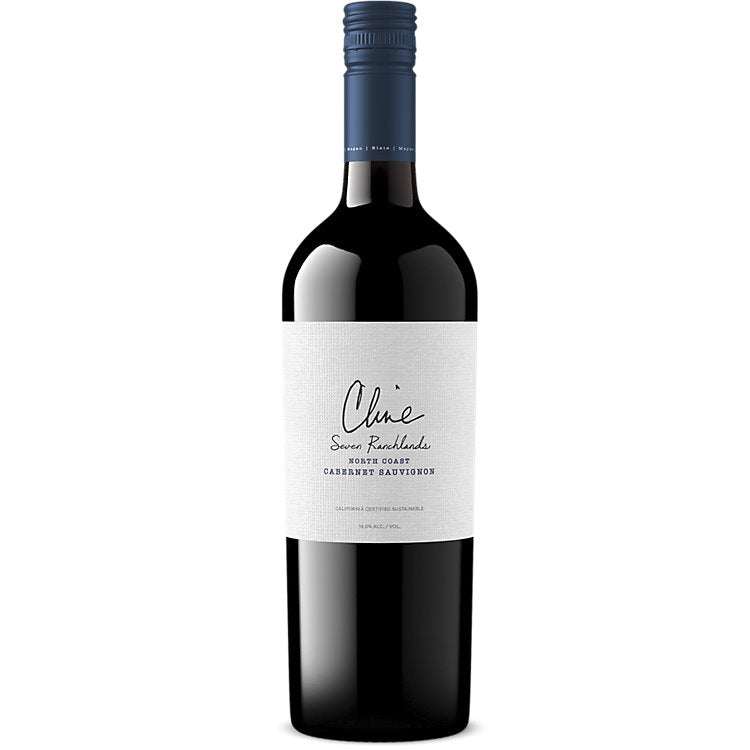 Cline Seven Ranchlands Cabernet Sauvignon 2022 bottle showcasing rich California red wine with bold dark fruit and spice notes