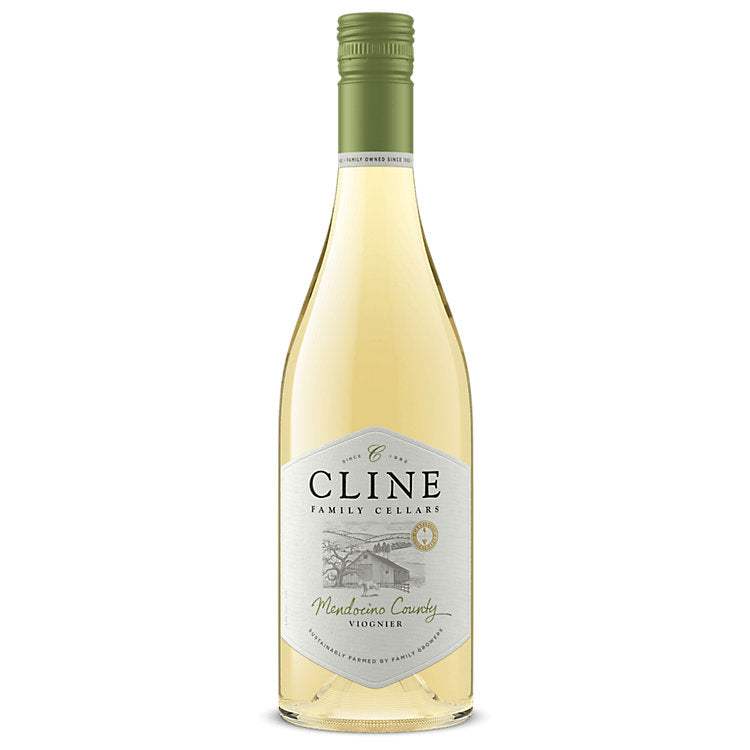 Cline Viognier County Collection Mendocino County 2024 white wine bottle with apricot and citrus notes