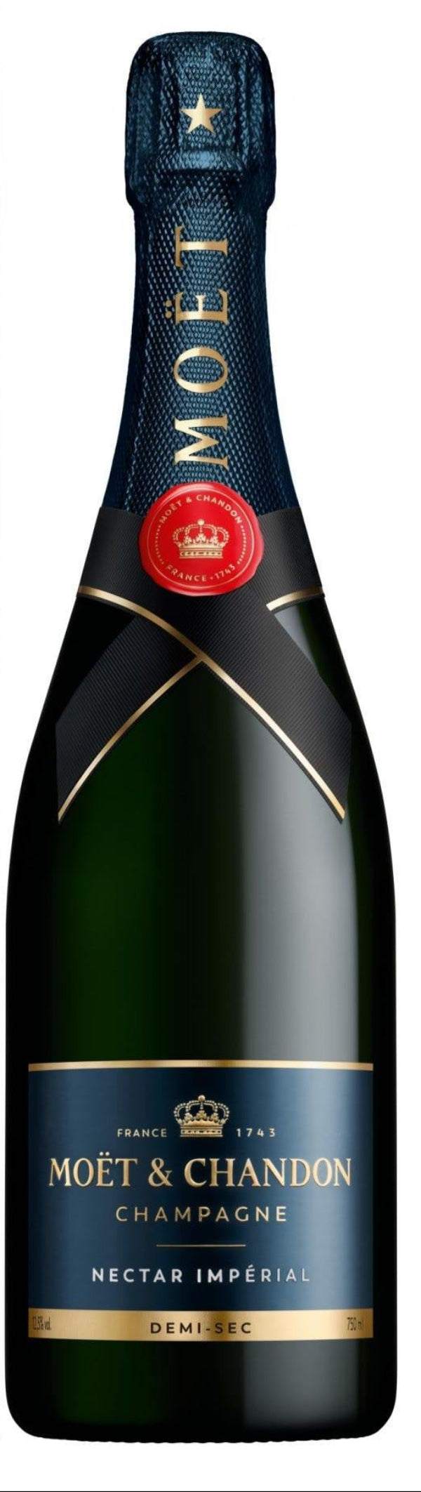 Moet & Chandon Champagne Nectar Imperial 750 ML bottle showcasing luxurious sweet sparkling wine with tropical fruit flavors