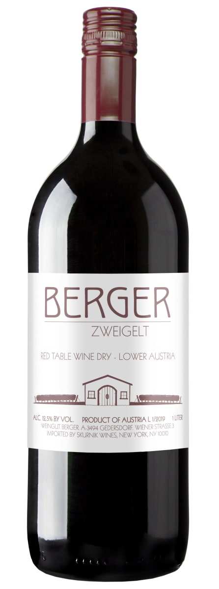 Berger Zweigelt Niederosterreich 2022 red wine bottle with cherry and plum notes from Austria's Niederösterreich region