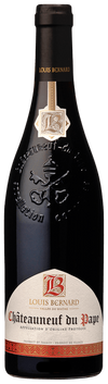 Bottle of Louis Bernard Chateauneuf-du-Pape wine with a black label.