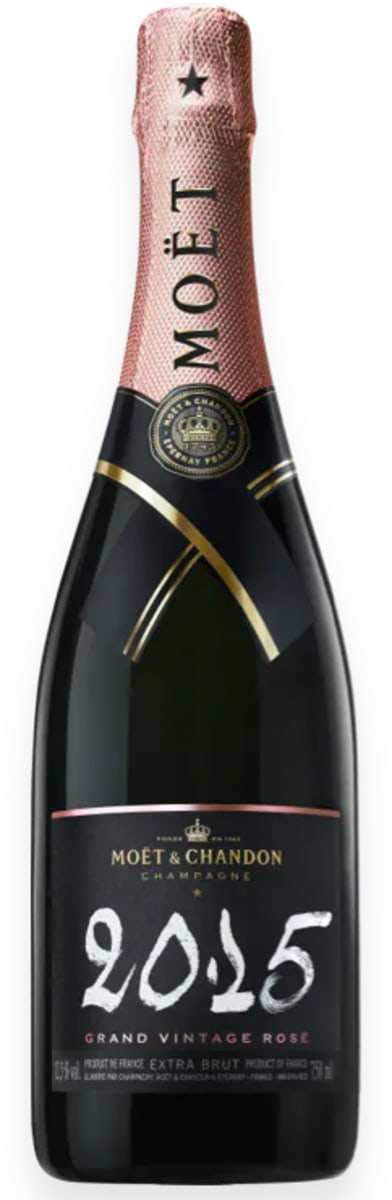 Moet & Chandon Champagne Brut Rose Grand Vintage 2015 bottle with elegant packaging