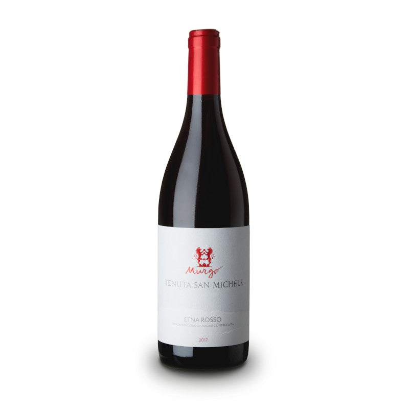 Bottle of Scammacca del Murgo Tenuta San Michele Etna Rosso 2019 red wine with volcanic origin visible on label
