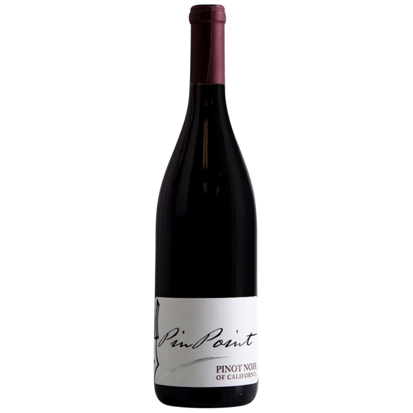 Wine bottle with a white label on a clear background