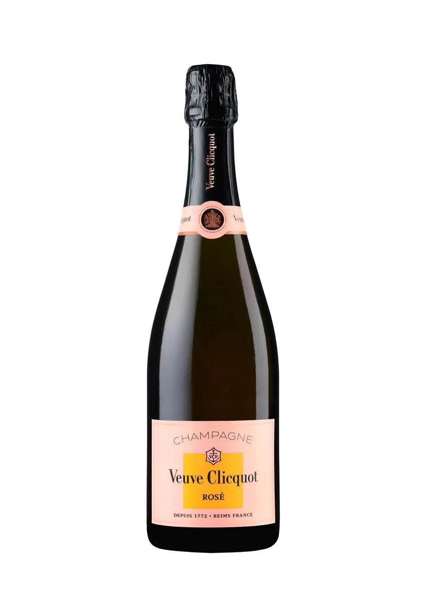 Veuve Clicquot Champagne Brut Rose 750 ML bottle with elegant rosé color and fine bubbles