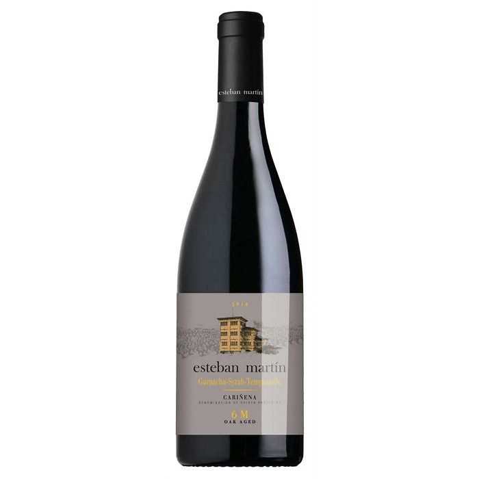 Bottle of Esteban Martin 6 M 750 ML Spanish red wine with elegant oak aging and rich dark fruit flavors